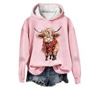 Generisch Sudaderas para Mujer Oversize Sudadera con Capucha Navidad con Gráfico Occidental Forro Polar Acogedor para Ocasiones Festivas Horas Acogedoras Sudadera Mujer Negro Ropa de Calle, Rosado#13