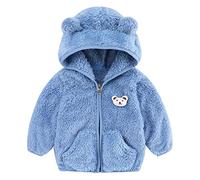 Generisch Suéter bebé niño recién nacido bebé niña niño chaqueta orejas de oso capucha ropa de abrigo cremallera forro polar cálido abrigo de invierno mago, azul, 6-12 meses
