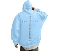 Generisch Suéter con capucha para hombre, sudaderas con capucha retro con diseño gráfico para hombre, ropa inspiradora, ropa casual, perfecta para creyentes, azul claro, L