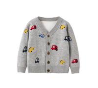 Generisch Suéter De Cárdigan Niñas Con Patrones Lindos Ropa Exterior Suave Para Niños Pequeños Moda, gris, 4-5 años