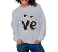 Generisch Suéter informal con cuello redondo y estampado de San Valentín (chicas), sudaderas geniales para adolescentes y niñas, Gris claro., XXL