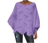 Generisch Suéter Mujer Sudadera Manga Larga Jersey Invierno Invierno Plus Talla Popular Jersey Mujeres Cuello Gancho Suelto Prendas de Punto Mujeres, morado, XL