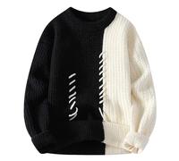 Generisch Suéter otoño/invierno cuello redondo suéter hombre joven suéter de estudiante suéter para hombre base cómodo y moderno blusa fiesta hombre, Negro , L