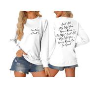 Generisch Suéter para mujer, sudaderas navideñas, sudadera informal con cuello redondo y estampado "Canned Food Festival" para mujer, Blanco, S