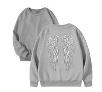 Generisch Suéter para niños, informal, invierno, cálido, estampado de amor, suéter de gran tamaño, cuello redondo, manga larga, sudaderas para niños y niñas, camiseta de manga larga, gris, 5-6 años