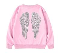 Generisch Suéter para niños, informal, invierno, cálido, estampado de amor, suéter de gran tamaño, cuello redondo, manga larga, sudaderas para niños y niñas, camiseta de manga larga, Rosa., 13-14 años