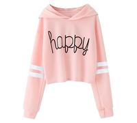 Generisch Suéter Softie Casual Loose Active Full Sleeves Sudaderas con Capucha Sudaderas con Sudadera Corta con Estampado Letter Estampado A Rayas Teen Crop Tops Girls Tops Sudadera con Capucha Bajo