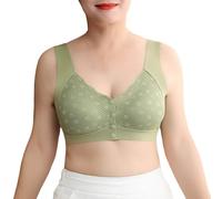 Generisch Sujetador cómodo para mujer, sujetador cómodo con aros, ropa interior fresca de verano de estilo camiseta de tirantes para mujeres medianas ancianas sin costuras de acero sin bordes, verde