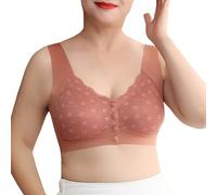 Generisch Sujetador cómodo para mujer, sujetador cómodo con aros, ropa interior fresca de verano de estilo camiseta de tirantes para mujeres medianas ancianas sin costuras de acero sin bordes, marrón