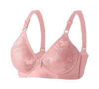 Generisch Sujetador cómodo para mujer, sujetador cómodo con aros, sujetador para mujer de altura media, sin ajuste de borde de acero, Rosa., 40