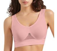Generisch Sujetador cómodo para mujer, sujetador con aros para mujer, yoga, fitness, sujetador push-up, con perfil hueco para entrenamiento y yoga, Rosa., S
