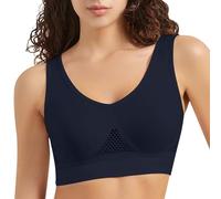 Generisch Sujetador cómodo para mujer, sujetador con aros para mujer, yoga, fitness, sujetador push-up, con perfil hueco para entrenamiento y yoga, marine, 5XL