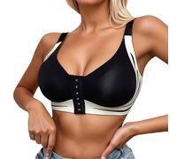 Generisch Sujetador con aros con cierre frontal para un agarre óptimo. Comodidad gracias al acolchado extraíble y diseño de elevación contra colgantes, Negro , XL