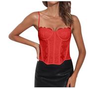 Generisch Sujetador de encaje para mujer con tirantes delgados sin espalda, diseño para fiestas y noche, Rojo sandía, XXL