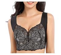 Generisch Sujetador de las señoras ahuecado de encaje senos hacia fuera acero sin costuras fitness deporte sin chaleco encantador sujetador mujeres anillo de ropa interior, gris, XL
