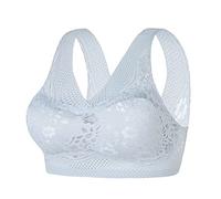 Generisch Sujetador de verano para mujer, de seda de hielo, sin costuras, espalda de belleza, sin anillo de acero, sujetador limpiador, ropa interior de encaje, chaleco deportivo para mujer, gris, L