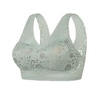 Generisch Sujetador de verano para mujer, de seda de hielo, sin costuras, espalda de belleza, sin anillo de acero, sujetador limpiador, ropa interior de encaje, chaleco deportivo para mujer, verde, L