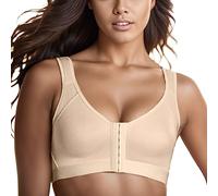 Generisch Sujetador deportivo postoperatorio para mujer, sin aros, cierre frontal, espalda cruzada, cómodo bustier después del pecho, Op Still Sport Bralette Sport Bra Yoga Fitness Braletten, beige