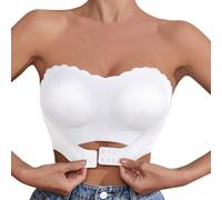 Generisch Sujetador invisible para mujer Bustier con cierre frontal, acolchado extraíble para mayor comodidad en la vida cotidiana, protección contra el sudor bajo el pecho, Blanco, M