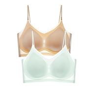 Generisch Sujetador para mujer con hebilla lateral frontal borde de encaje sin anillo de acero fruncido sin costuras movimiento yoga sueño gran personalización 2 piezas, azul celeste, 3XL