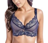 Generisch Sujetador push-up acolchado de encaje elegante para mujer con aros para un efecto de escote seductor comodidad diaria, morado, 44