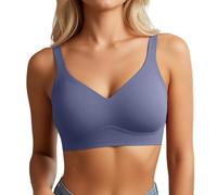 Generisch Sujetador push-up sin costuras con contorno de pecho completo: ropa interior moldeadora inalámbrica con cuello en V profundo para un agarre óptimo y cómodo, azul, 3XL