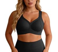 Generisch Sujetador sin aros de talla grande para una sujeción óptima, comodidad en las partes laterales sin restricciones para una cobertura máxima, ajuste cómodo, Negro , 4XL