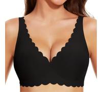 Generisch Sujetador sin aros para mujer con cómodo levantamiento, bralettes suaves sin costuras, sin aros, diseño inalámbrico con extensión para el día a día y el tiempo libre, Negro , XL