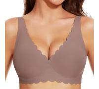 Generisch Sujetador sin aros para mujer con cómodo levantamiento, bralettes suaves sin costuras, sin aros, diseño inalámbrico con extensión para el día a día y el tiempo libre, gris, L