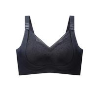 Generisch Sujetador sin costuras con copas firmes sin aros para senos colgantes, ajustable y cómodo para cada día, Negro , XL