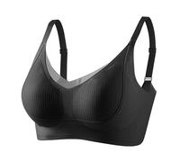 Generisch Sujetador sin costuras sin aros para mujer, cobertura completa, soporte suave, sin aros, transpirable, sujetador clásico, monocolor, tirantes delgados, sujetador acolchado, cómodo top, O