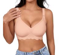Generisch Sujetador sin costuras, suave e inalámbrico para una vida diaria óptima. Bralette ligero con efecto lifting de espalda moldeada., Rosa claro., XXL