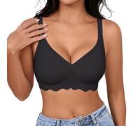 Generisch Sujetador sin costuras, suave e inalámbrico para una vida diaria óptima. Bralette ligero con efecto lifting de espalda moldeada., Negro , 3XL