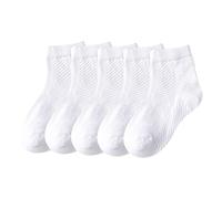 Generisch Summer Hot Children Socks Boy Girl Baby Cotton Fashion Mesh Black White For 1 12 Years Kids Teens Student Socks Kindersocken Kleinkind, Blanco*5, M*5