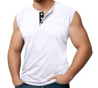 Generisch Summer Tops Camiseta interior para hombre, camiseta de tirantes deportiva, camiseta sin mangas, camiseta sin mangas, monocolor, Blanco, S