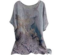 Generisch Summer Womens Manga Corta Cuello Redondo Estampado Floral Camiseta Suelta Camiseta Casual Túnica Blusa Deportiva Mujer Manga Corta Suelta, gris, S