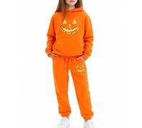 Generisch Sweat à Capuche imprimé Halloween stylé Pour Enfants Adolescents - Ensemble Sweat-Shirt Confortable sur le thème d'Halloween Pour garçons Filles, naranja, 8-9 años
