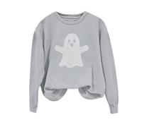 Generisch Sweat-Shirt d'Halloween à col Rond, Manches Longues sans Capuche, idéal Pour un look automnal décontracté., Gris claro., 3XL