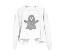 Generisch Sweat-Shirt d'Halloween à col Rond, Manches Longues sans Capuche, idéal Pour un look automnal décontracté., Blanco, 3XL