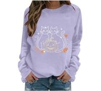 Generisch Sweat-Shirt d'Halloween à col Rond, Manches Longues sans Capuche, idéal Pour un look automnal décontracté., morado, XXL