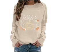 Generisch Sweat-Shirt d'Halloween à col Rond, Manches Longues sans Capuche, idéal Pour un look automnal décontracté., beige, M