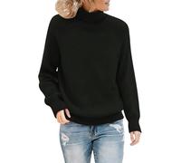 Generisch Sweater Damen Rollkragen Langarm Strickpullover Damen Einfarben Frauen Top Slim Elegant Casual Top Slim Strickpullover Geeignet für den Alltag und Freizeit, Negro , M