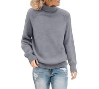 Generisch Sweater Damen Rollkragen Langarm Strickpullover Damen Einfarben Frauen Top Slim Elegant Casual Top Slim Strickpullover Geeignet für den Alltag und Freizeit, gris, M