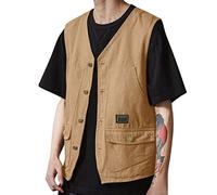 Generisch T Shirt Langarm Herren Set Weste Outdoor Wear gefalttete Weste Jacke Bier Tank Top Herren, caqui, 3XL