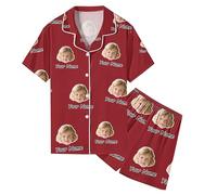Generisch T Shirt Männer Pyjama Set lustige Hose für Männer Frauen passenden Paare Unisex personalisierte Namen Nachtwäsche Herren Winter, Vino, XXL