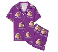 Generisch T Shirt Männer Pyjama Set lustige Hose für Männer Frauen passenden Paare Unisex personalisierte Namen Nachtwäsche Herren Winter, morado, L