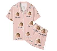 Generisch T Shirt Männer Pyjama Set lustige Hose für Männer Frauen passenden Paare Unisex personalisierte Namen Nachtwäsche Herren Winter, Rosa., XXL