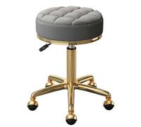 Generisch Taburete giratorio de salón de belleza, taburete de bar redondo de piel sintética con marco dorado cromado, altura ajustable, para spa, oficina, masaje, manicura, tatuaje