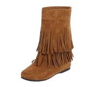 Generisch Talla de mujer Frontera de comercio exterior e invierno Botas con borlas Botas cortas Tacón plano Tacón redondo Mujer Botas de mujer Zapatos de tacón alto Zapatos mujer Sexy, amarillo, 36 EU