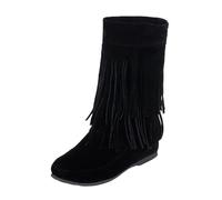 Generisch Tamaño de mujer Frontera de comercio exterior e invierno Botas con borlas Botas cortas Tacón plano Tacón redondo para mujer Botas de mujer Zapatos mujer 42 Rojo, Negro , 44 EU